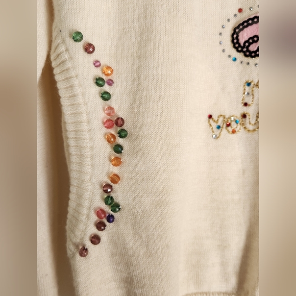 Azona A02 Cream Pink Rabbit Scoop Neck Sweater-Size Large - Picture 3 of 8